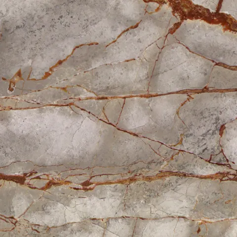 Close-up of Karyamar’s Crimson Silver natural stone, showcasing deep crimson hues and silver veining, perfect for luxury interiors and architectural applications