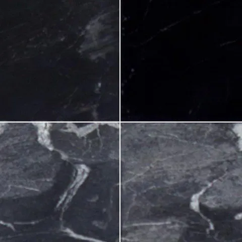 Close-up of Karyamar’s Muğla Black Marble natural stone, showcasing deep black tones and elegant white veining, perfect for luxury interiors and architectural applications