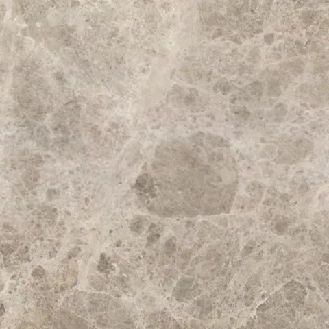 Close-up of Karyamar’s Nebula Gray natural stone, showcasing soft gray hues and intricate veining, perfect for modern architectural and interior projects