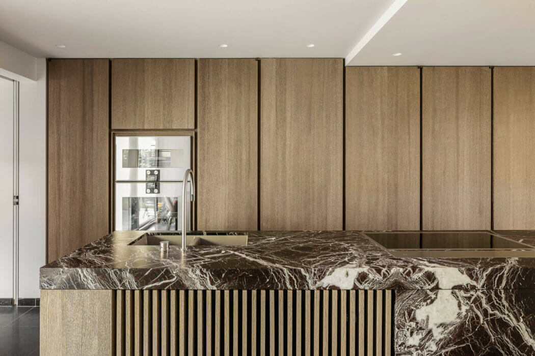 Close-up of Karyamar’s Cherry natural stone with deep red hues and subtle veining, perfect for luxury interior and architectural applications