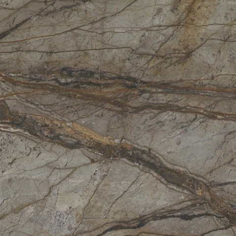 Close-up of Karyamar’s Deep Brown natural stone with deep chocolate hues and intricate veining, perfect for luxury interiors and architectural projects