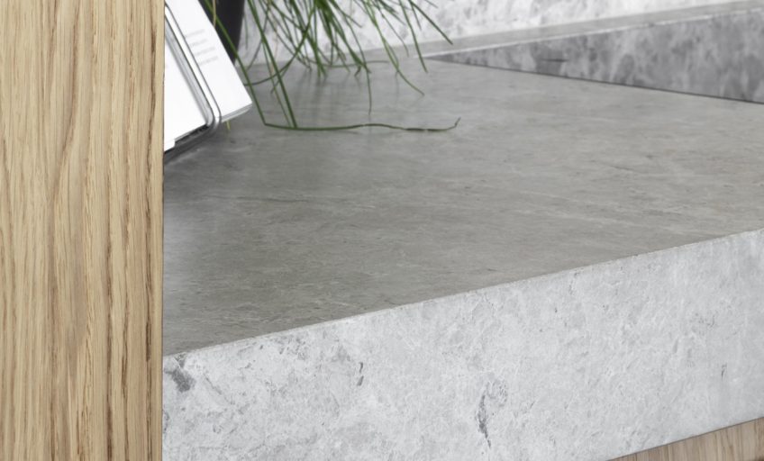 Close-up of Karyamar’s Nebula Gray natural stone, showcasing soft gray hues and intricate veining, perfect for modern architectural and interior projects